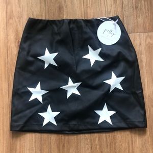 Faux Leather Star Mini Skirt